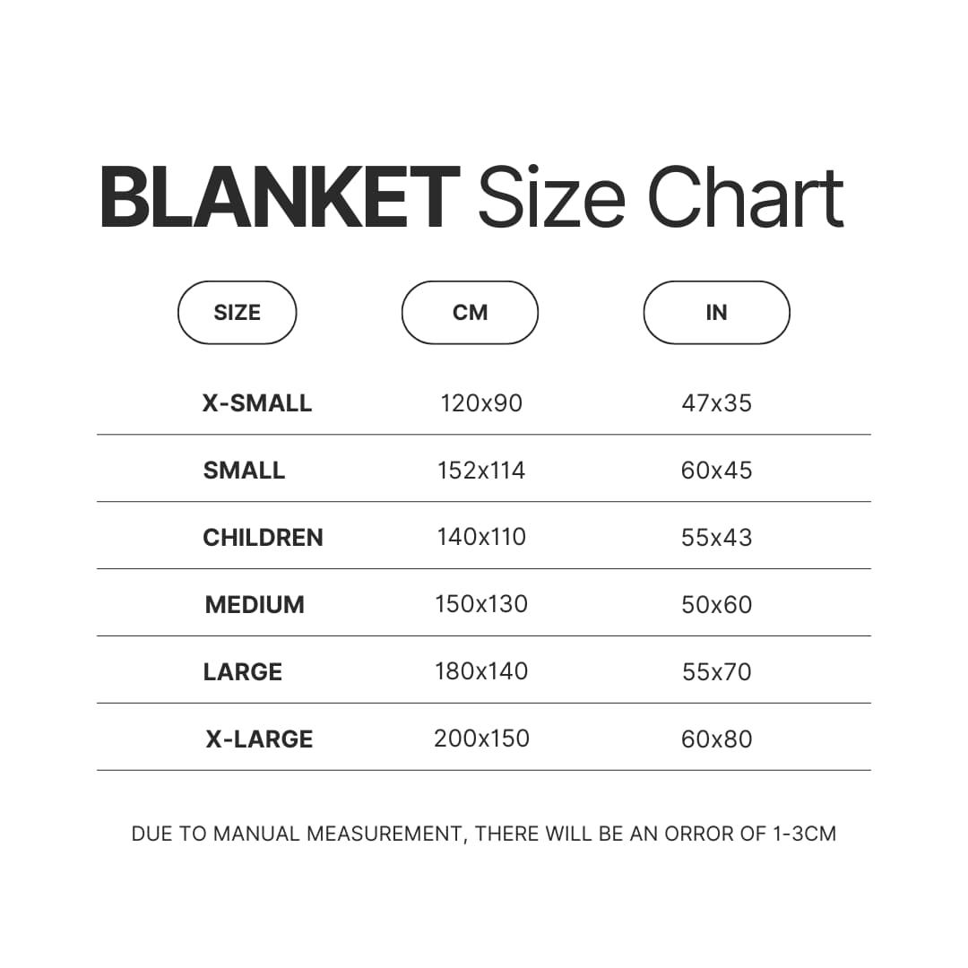 Blanket Size Chart - Ghibli Gifts