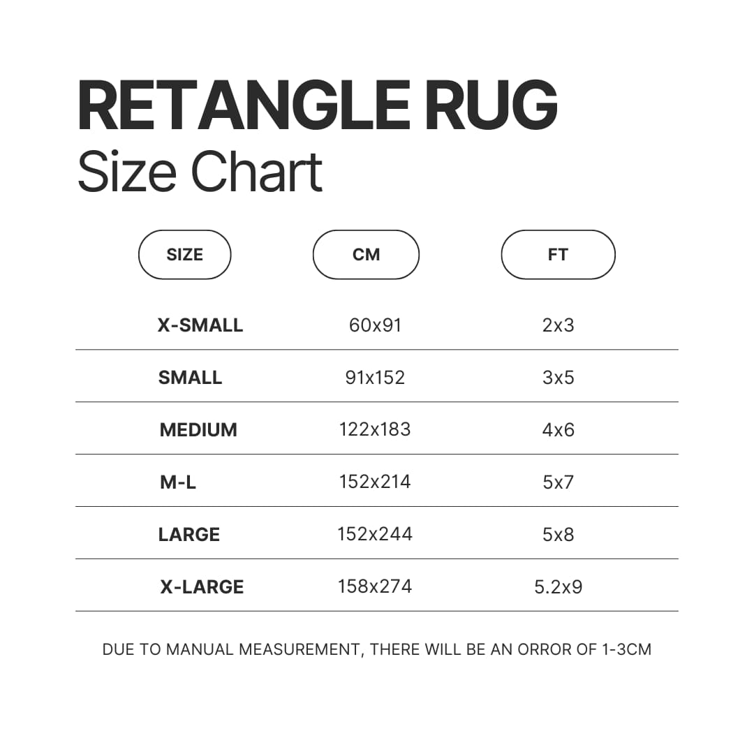 Retangle Rug Size Chart - Ghibli Gifts