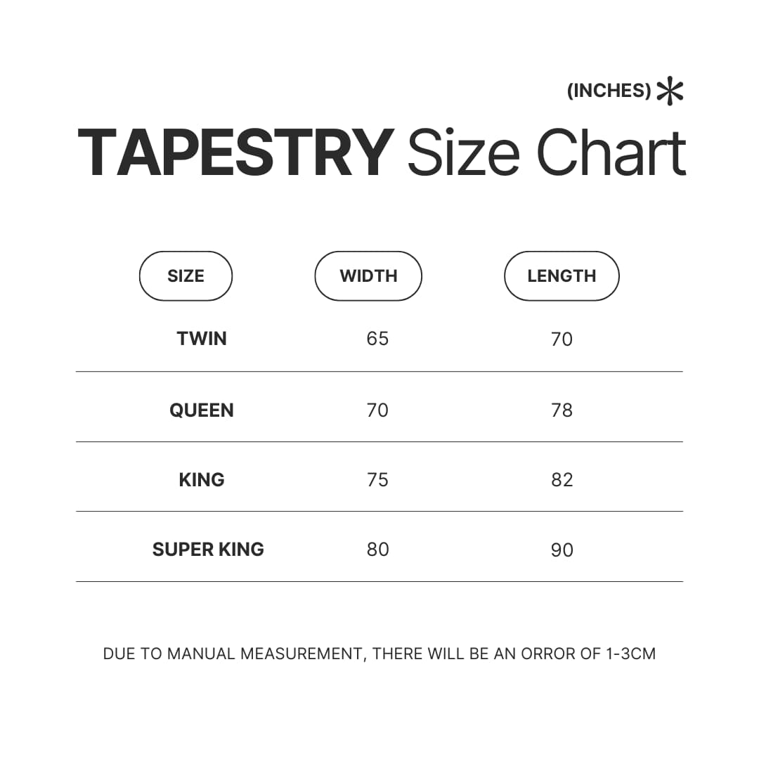 Tapestry Size Chart - Ghibli Gifts