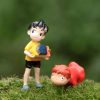 2 Pcs set Kawaii Ponyo on The Cliff Resin Figures Toy Gardening Boy Fish Ornament Action 1 - Ghibli Gifts