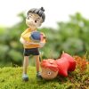 2 Pcs set Kawaii Ponyo on The Cliff Resin Figures Toy Gardening Boy Fish Ornament Action - Ghibli Gifts