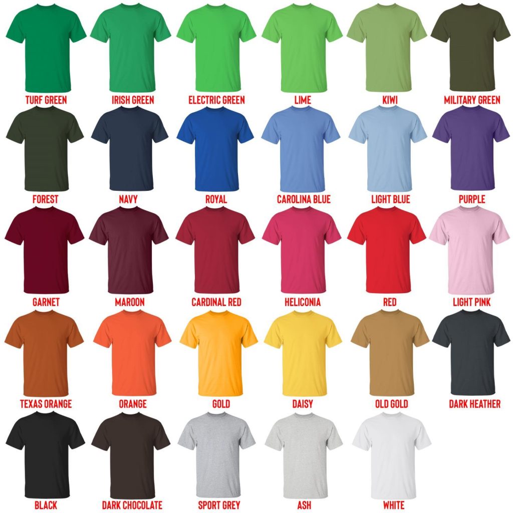 t shirt color chart 1 - Ghibli Gifts