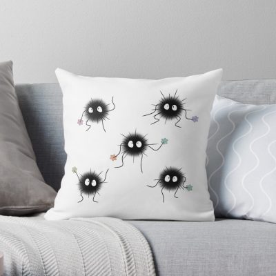 Studio Ghibli Soot Sprites Holding Stars Throw Pillow